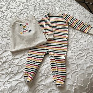 HBC Stripes collection baby sleeper set. New, without tags. 100% organic cotton